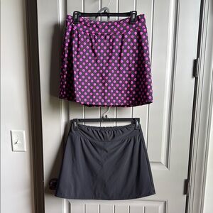 2 Tennis/Golf Skorts Polka Dot Pink/Black and Black Skirt Set